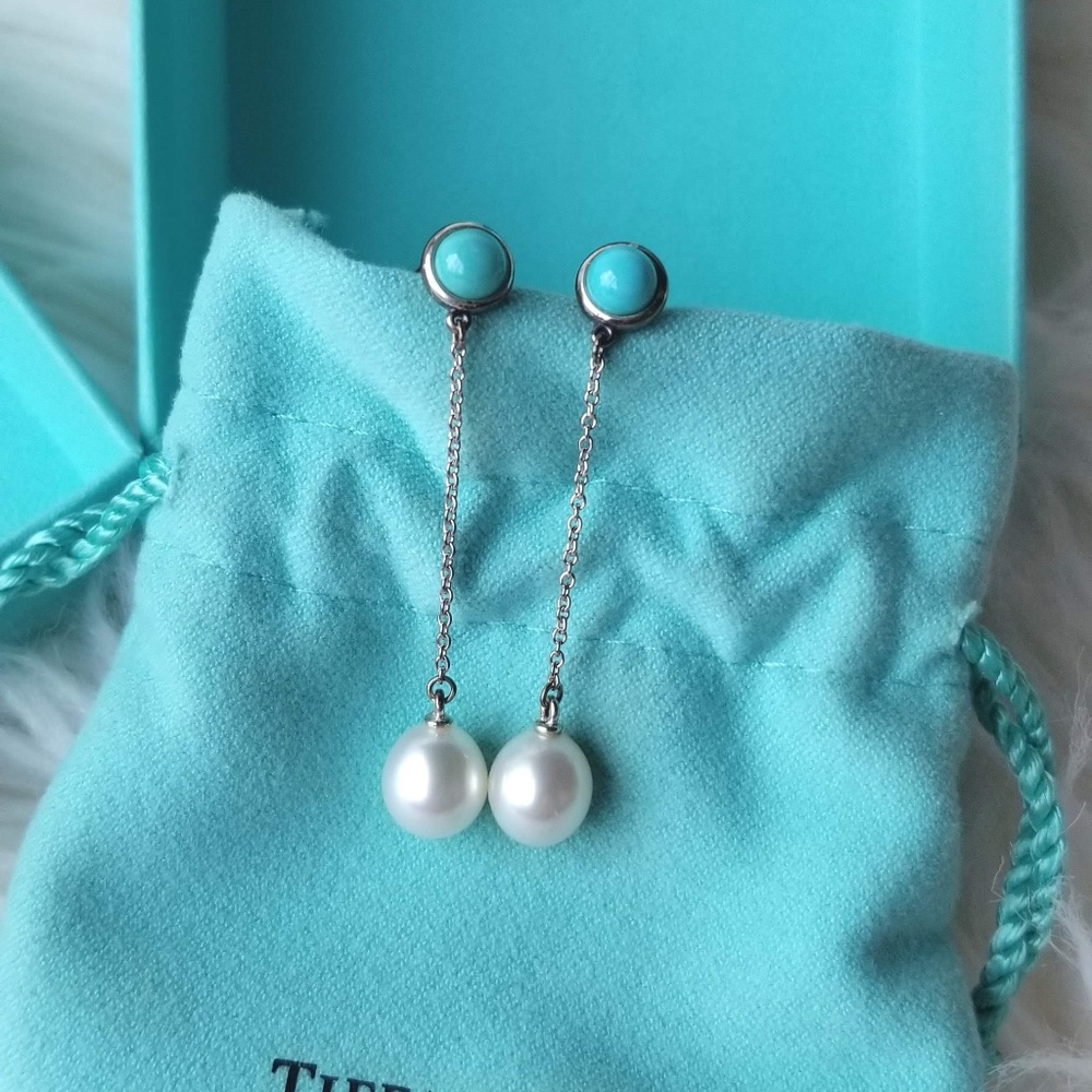 Vintage Tiffany & Co Turquoise and Pearl Earrings